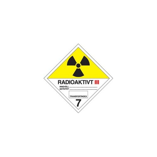 Skylt ADR<br />radioaktiva ämnen nr 7C självhäftande