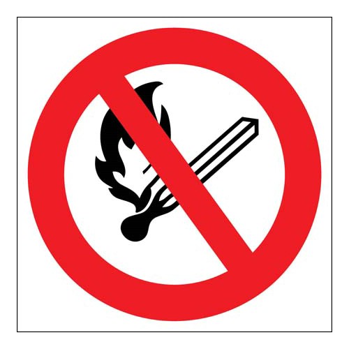 Skylt rökning och öppen eld förbjuden