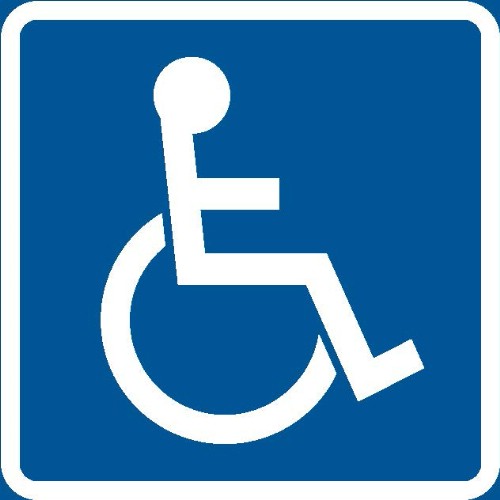 Vägmärke tilläggstavla med symbol för funktionsnedsättning