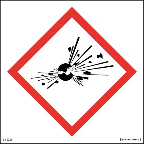 Skylt CLP<br />-symbol explosiva ämnen