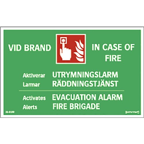 Skylt utrymningslarm / evacuation alarm